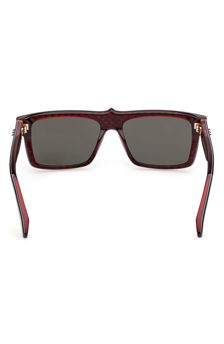 Christian Louboutin 57mm Square Sunglasses, Alternate, color, Bilayer Black / Red / Gold