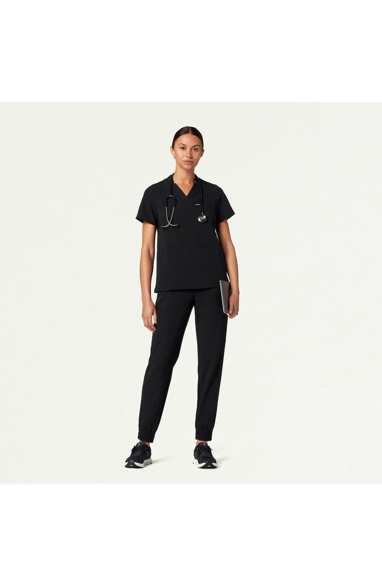 JAANUU Helia Women's 3-Pocket Classic Notched V-Neck Scrub Top, Alternate, color, Black