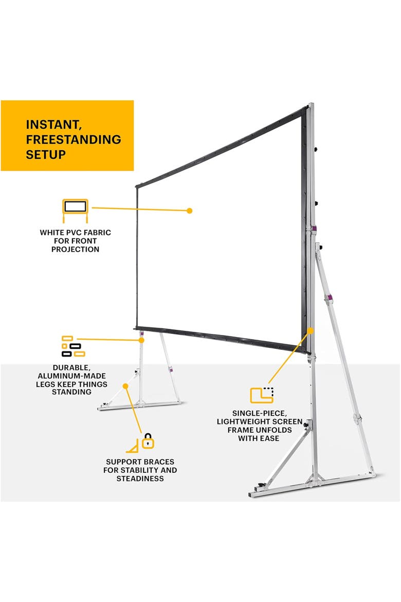 Projector Screen with Stand - Fast Fold Front Projection Screen with Tripod & Case, Alternate, color, Black