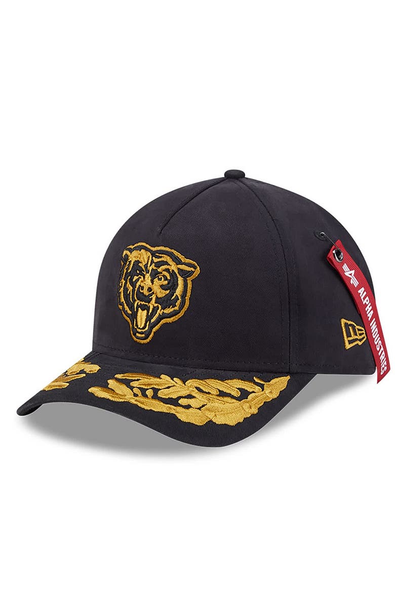 New Era x Alpha Industries Men's New Era x Alpha Industries  Black Chicago Bears A-Frame 9FORTY Adjustable Hat, Main, color, Black