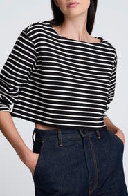 Kenneth Cole Stripe Cotton Crop Top