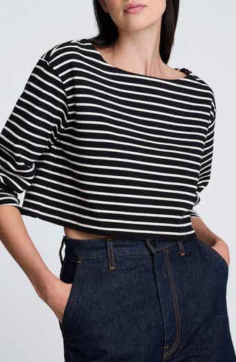Kenneth Cole Stripe Cotton Crop Top
