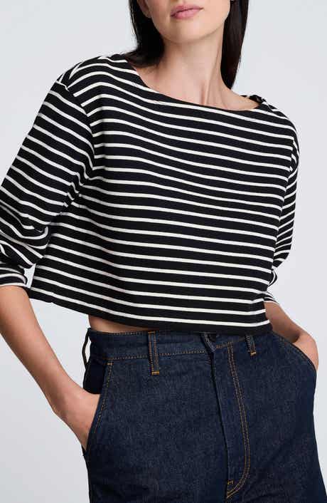 Kenneth Cole Stripe Cotton Crop Top