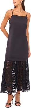 Vince Camuto Lace Hem Mixed Media Dress