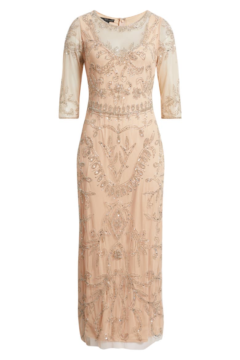 Sequin Illusion Gown, Alternate, color, BLUSH
