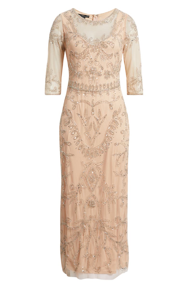 Pisarro Nights Sequin Illusion Gown, Alternate, color, Blush