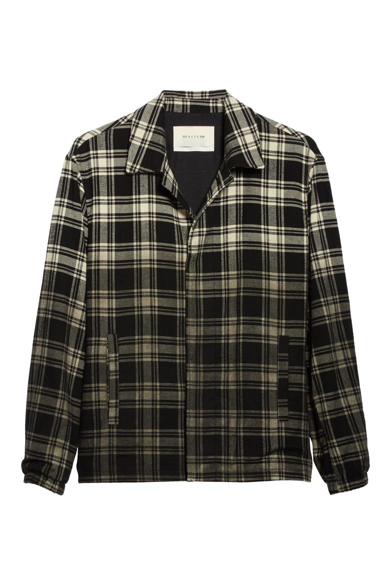Plaid Button-Up Flannel Shirt Jacket, Alternate, color, BLACK PLAID