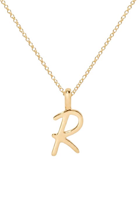 Script Initial Charm Necklace
