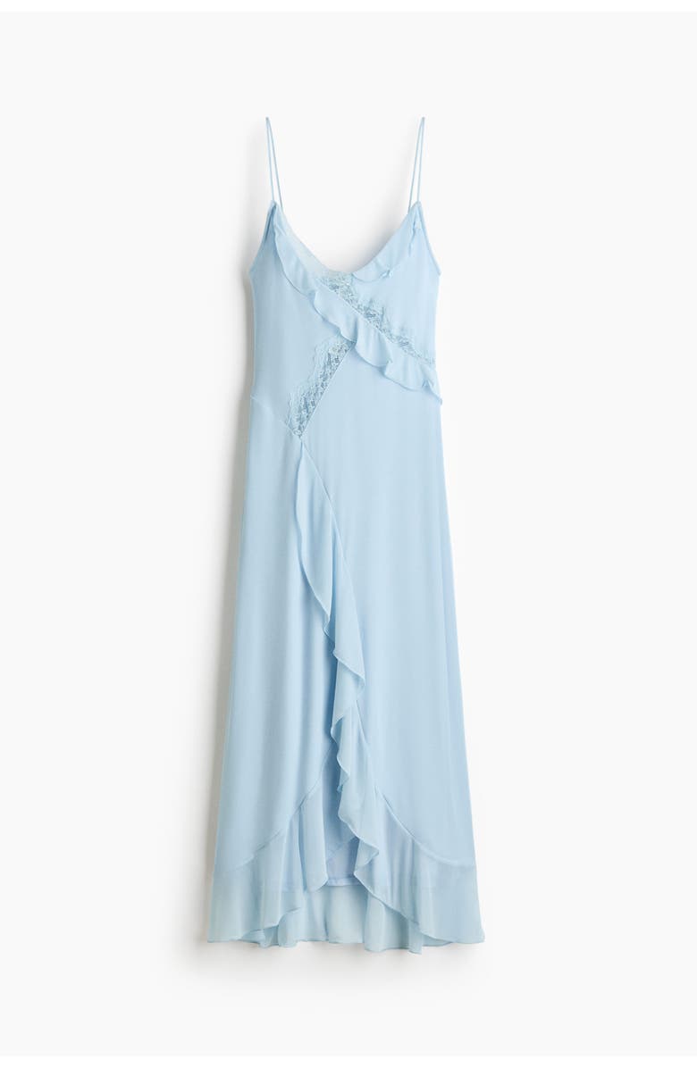 H&M Lace-trimmed Flounced Dress, Main, color, Light Blue