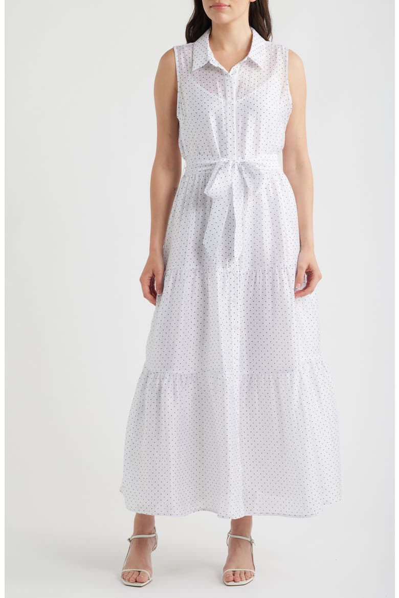 Polka Dot Midi Shirtdress, Main, color, BRIGHT WHITE