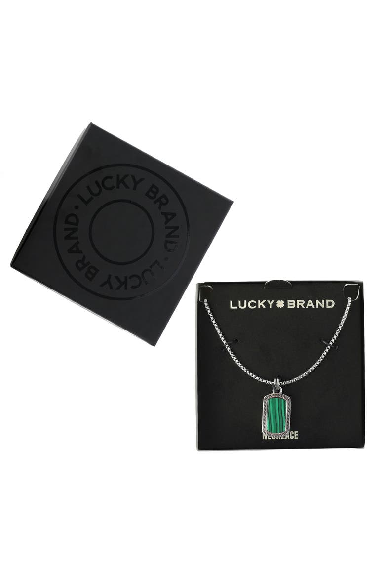 Mens Stainless Steel Necklace with Malachite Green Pendant, Alternate, color, Green