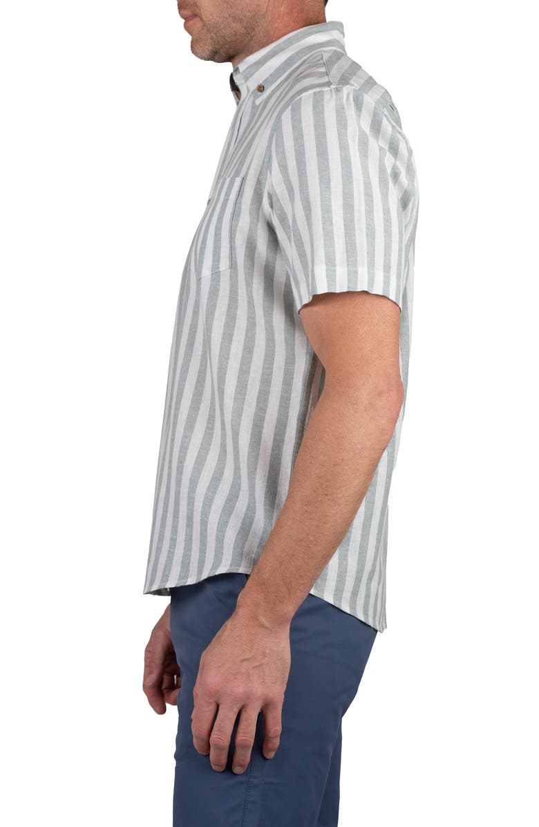Tailor Vintage Stripe Short Sleeve Linen Button-Down Shirt, Alternate, color, 