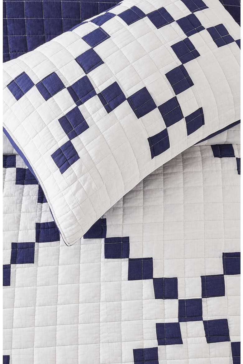 Irish Chain Patchwork Quilt Set, Alternate, color, BLUE