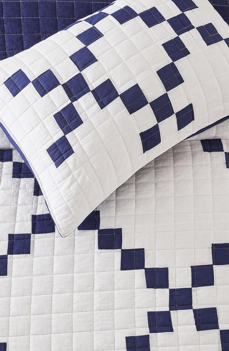 MELANGE HOME Irish Chain Patchwork Quilt Set, Alternate, color, Blue