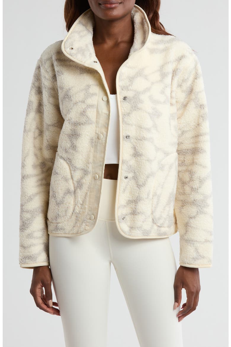 Faux Shearling Print Hybrid Jacket, Main, color, IVORY ABSTRACT SPOTS