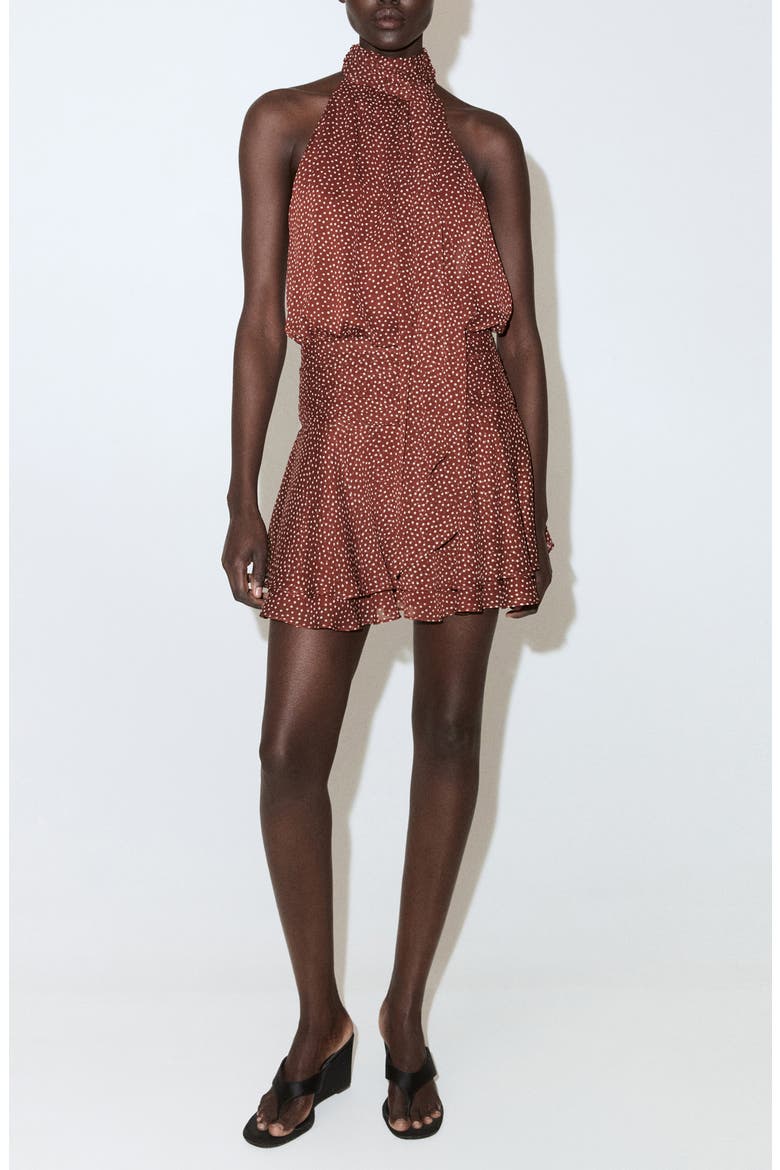 Dot Halter Minidress, Main, color, BURNT ORANGE