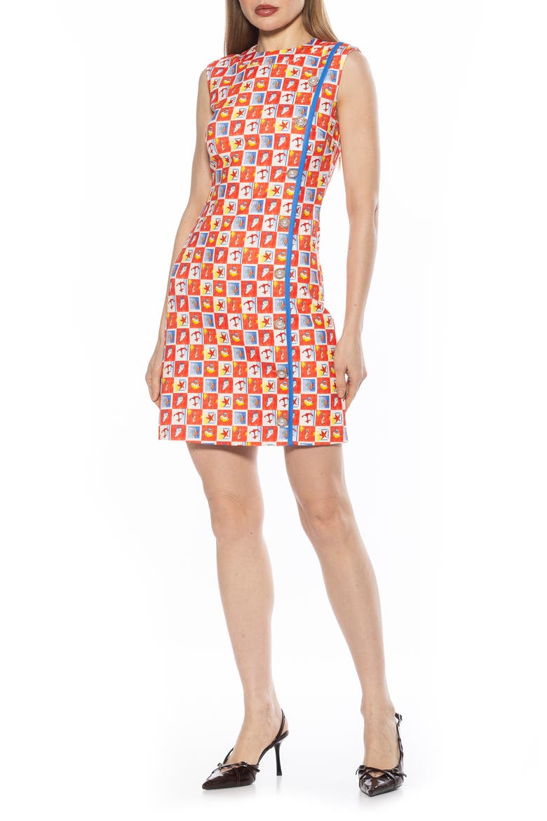 Stripe Detail Sleeveless Shift Dress, Main, color, RED SEASHELLS