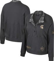 COLOSSEUM Women's Colosseum Heather Charcoal Michigan State Spartans OHT Military Appreciation Payback Henley Thermal Sweatshirt