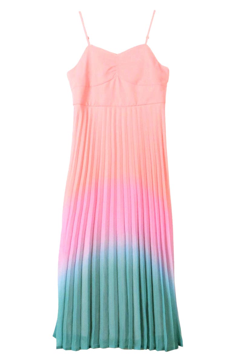 Zunie Kids' Pleated Chiffon Dress, Main, color, Coral/ Orchid