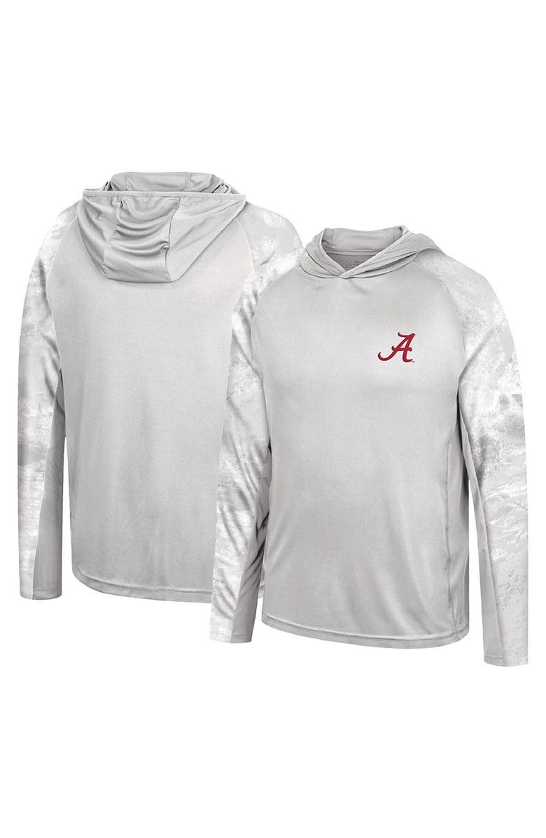 COLOSSEUM Men's Colosseum Gray/Realtree Camo Alabama Crimson Tide Gulf Stream Raglan Long Sleeve Hooded T-Shirt, Main, color, 