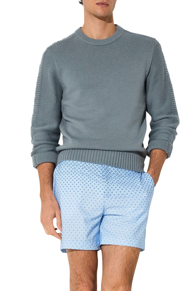 Reiss Darli Gradient Geo Print Side Adjuster Swim Trunks, Main, color, Soft Blue