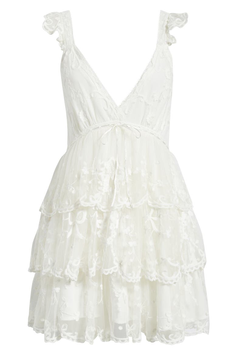 Tuli Lace Layered Ruffle Minidress, Alternate, color, IVORY