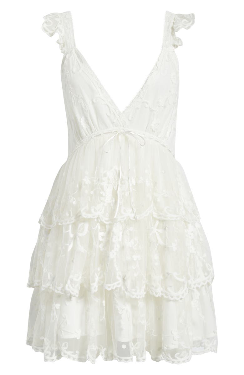 LoveShackFancy Tuli Lace Layered Ruffle Minidress, Alternate, color, 