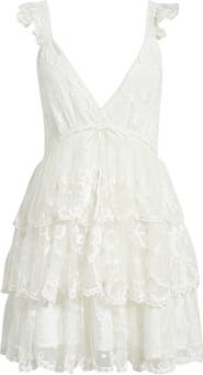 LoveShackFancy Tuli Lace Layered Ruffle Minidress