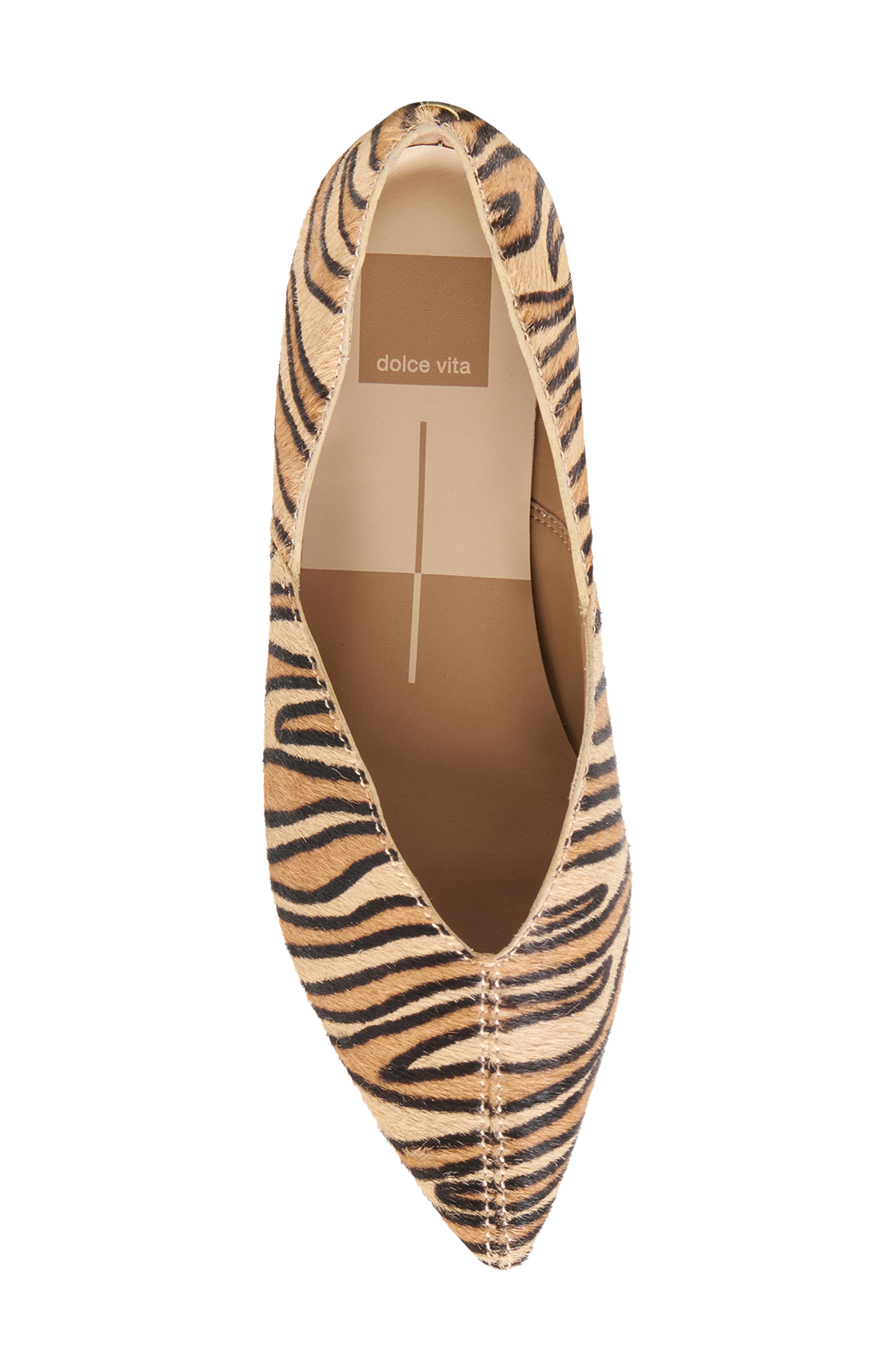 Dolce Vita Gema Genuine Calf Hair Pointed Toe Flat, Alternate, color, Tiger Calf Hair