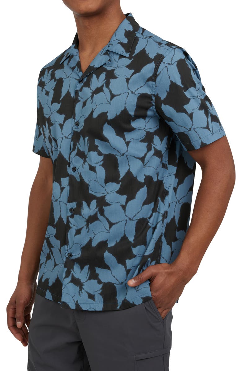 DKNY SPORTSWEAR William Camp Shirt, Alternate, color, Black/Blue