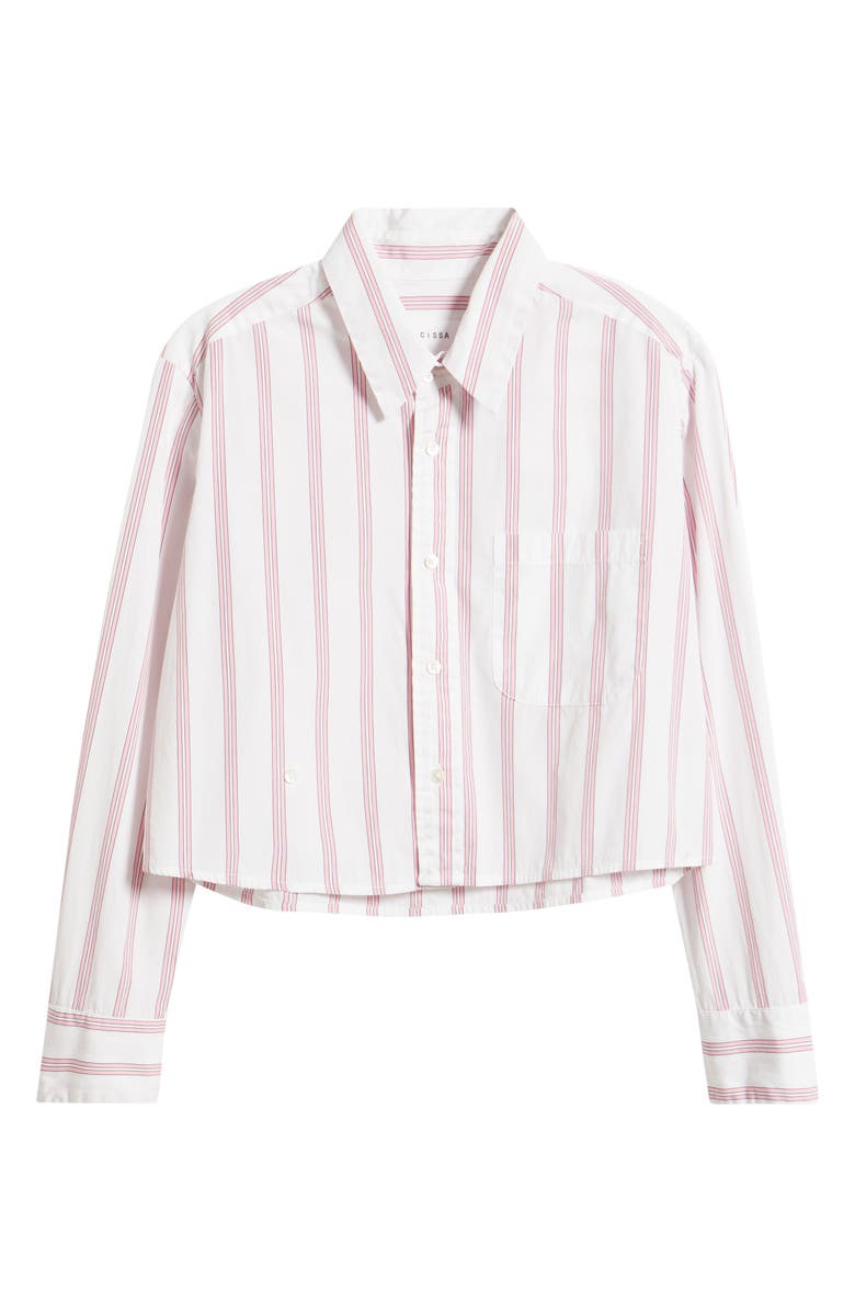 CISSA Stripe Asymmetric Cotton Button-Up Shirt, Alternate, color, Pelicano Stripe