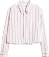 CISSA Stripe Asymmetric Cotton Button-Up Shirt
