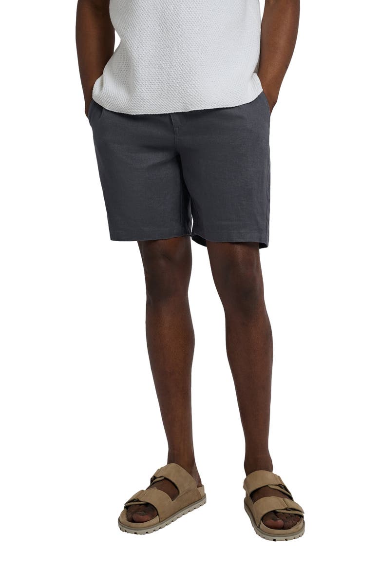 Linen Fixed-Waist Short, Alternate, color, GUNMETAL