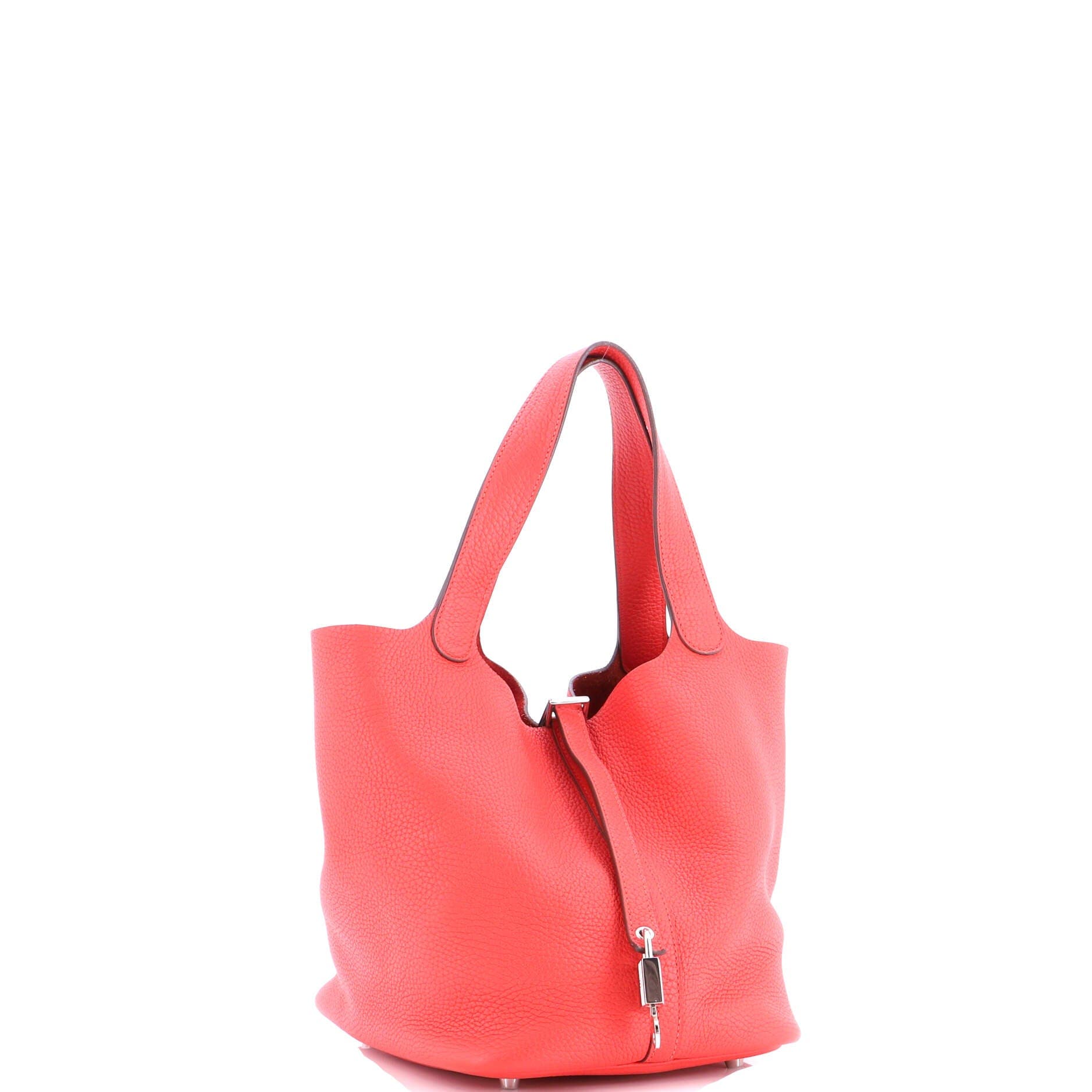 Pre-Owned Hermes Picotin Lock Bag Clemence MM, Alternate, color, Rouge Tomate