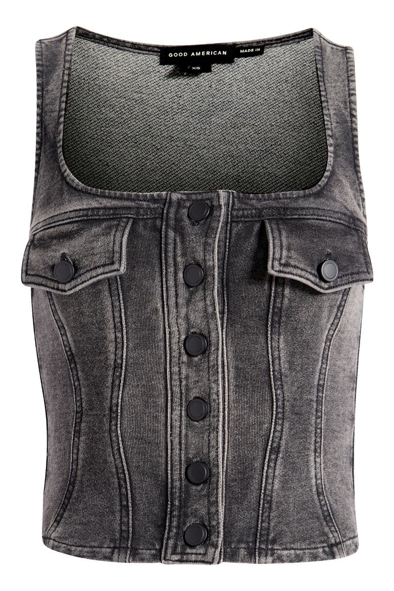 Jeanius Square Neck Cotton French Terry Corset Top, Alternate, color, BLACK322
