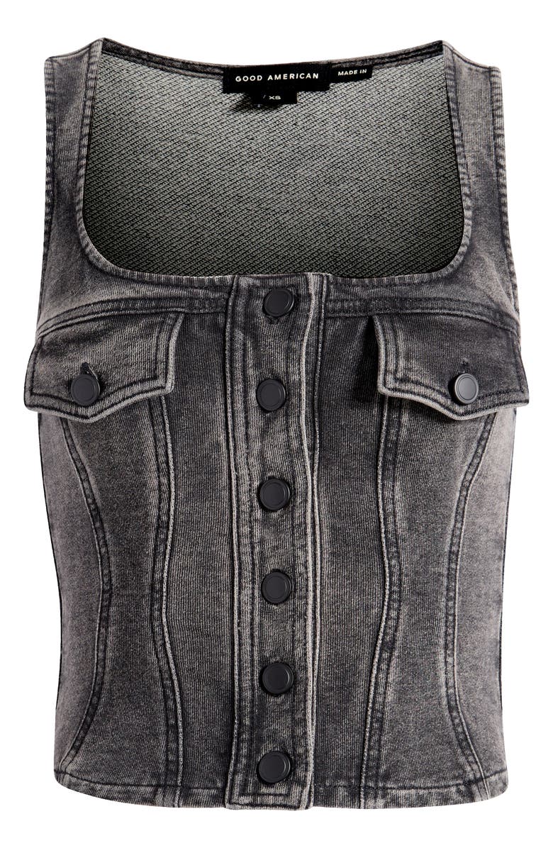 Good American Jeanius Square Neck Cotton French Terry Corset Top, Alternate, color, 