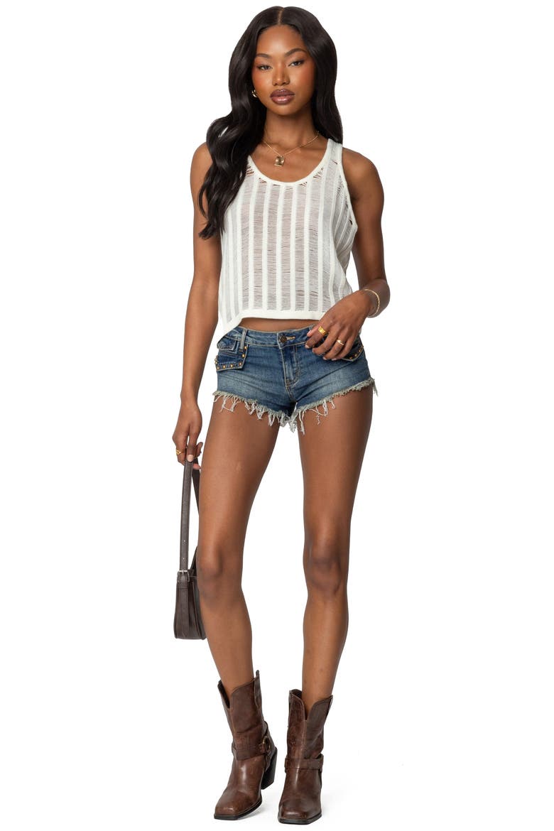 Keziah Ladder Stitch Sheer Tank, Alternate, color, CREAM