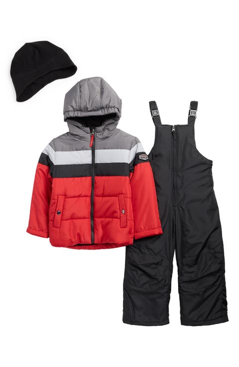 Kids' Colorblock Hooded Jacket & Bib Snowsuit Set (Little Kid)