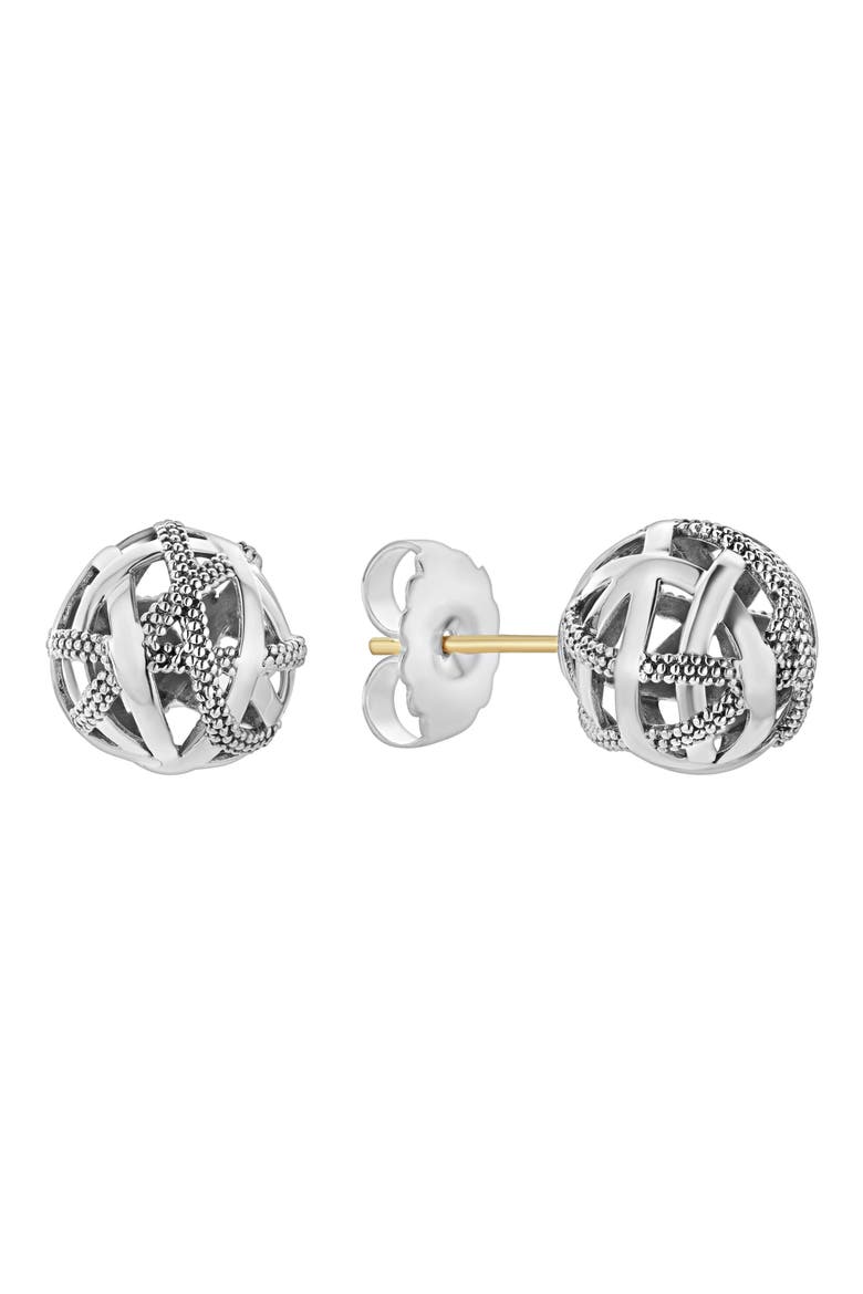 Signature Gifts Sterling Silver Woven Knot Stud Earrings, Main, color, SILVER