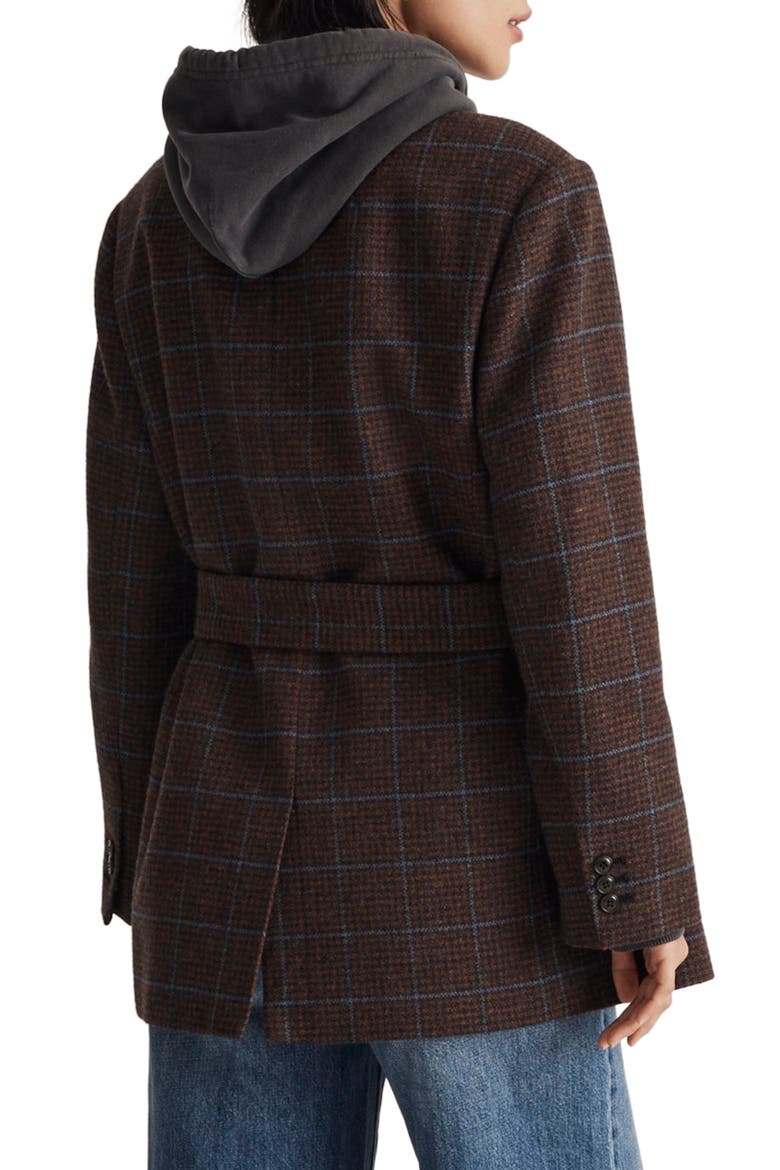 The Bedford Plaid Oversize Belted Wool Blend Blazer, Alternate, color, MELISSA HOUNDSTOOTH PLAID