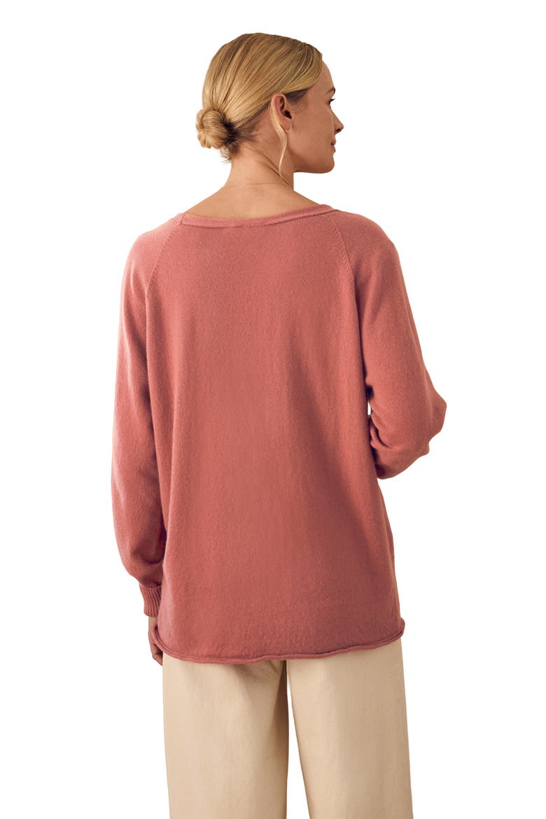 British Geelong Relaxed V-Neck Sweater, Alternate, color, Rose