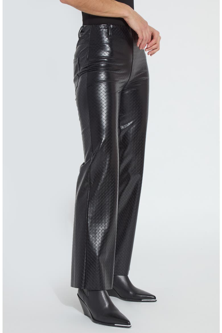 Amara Flare Faux Leather Pants, Alternate, color, BLACK WICKER TEXTURE