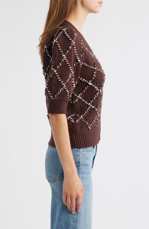 Rails Isla Whipstitch Elbow Sleeve Cardigan In Brown