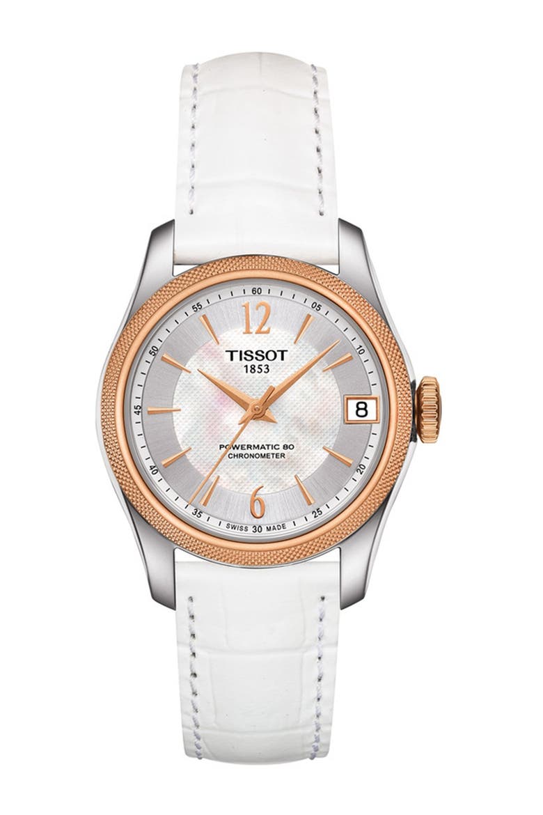 Ballade Powermatic 80 COSC Croc Embossed Leather Strap Watch, 32mm, Main, color, 000