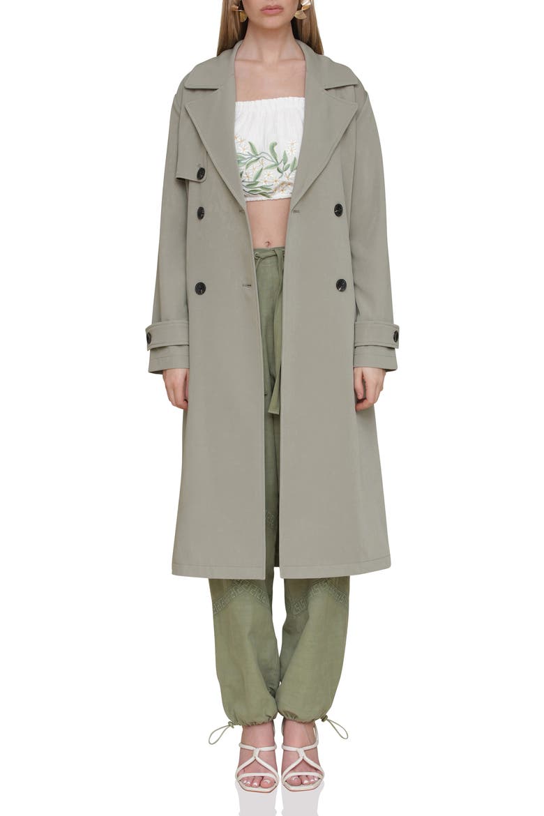 Relaxed Fit Button Back Trench Coat, Main, color, DESERT SAGE