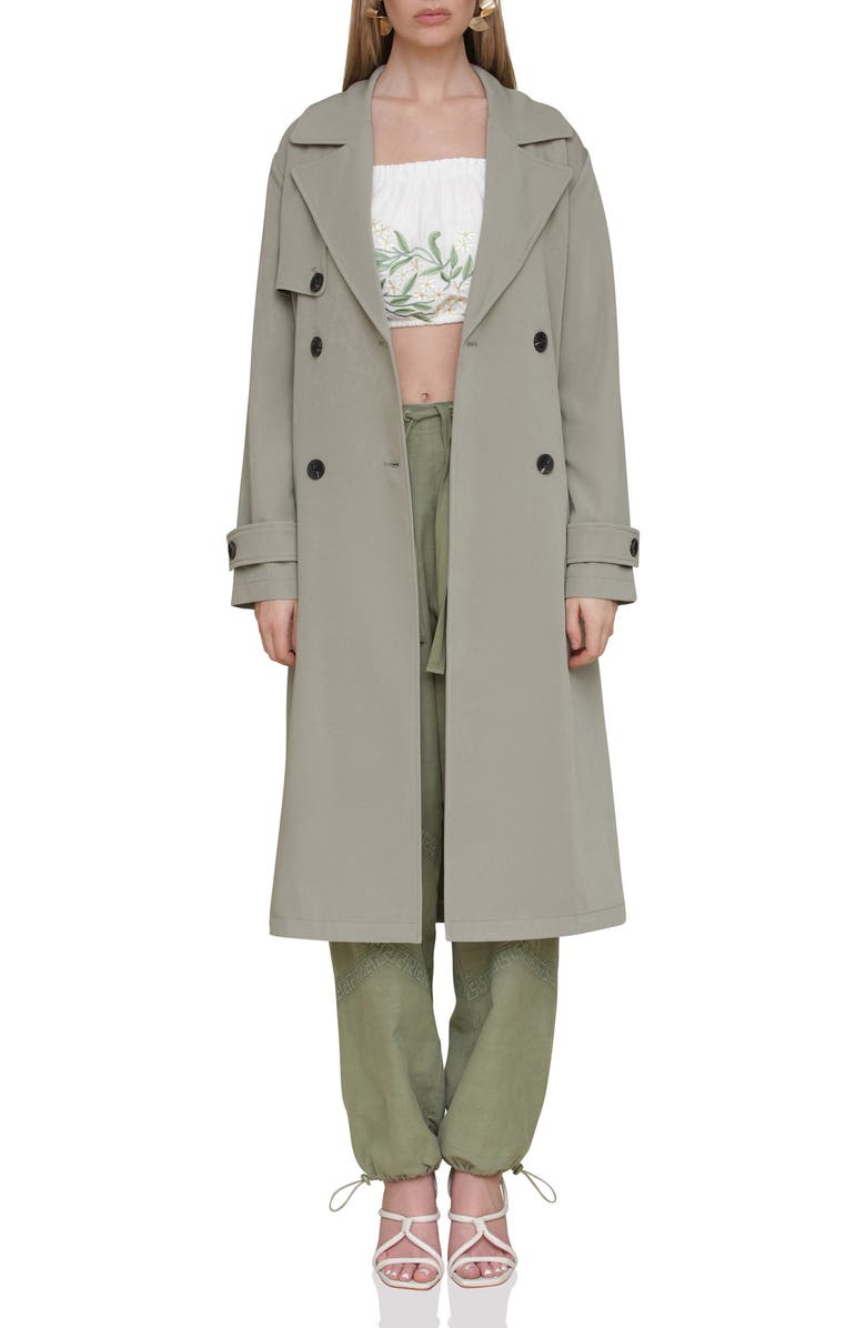 Double Breasted Trench with Hooded Quilted Bib