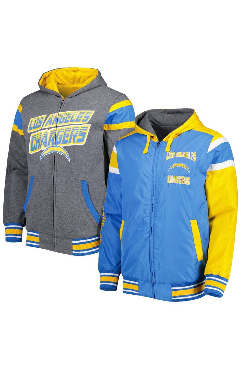 G-III SPORTS BY CARL BANKS Men's G-III Sports by Carl Banks Powder Blue/Gray Los Angeles Chargers Extreme Full Back Reversible Hoodie Full-Zip Jacket, Alternate, color, 