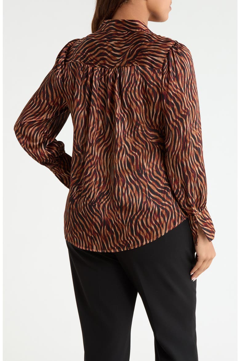 Pleat Front V-Neck Top, Alternate, color, BAROLO MULTI