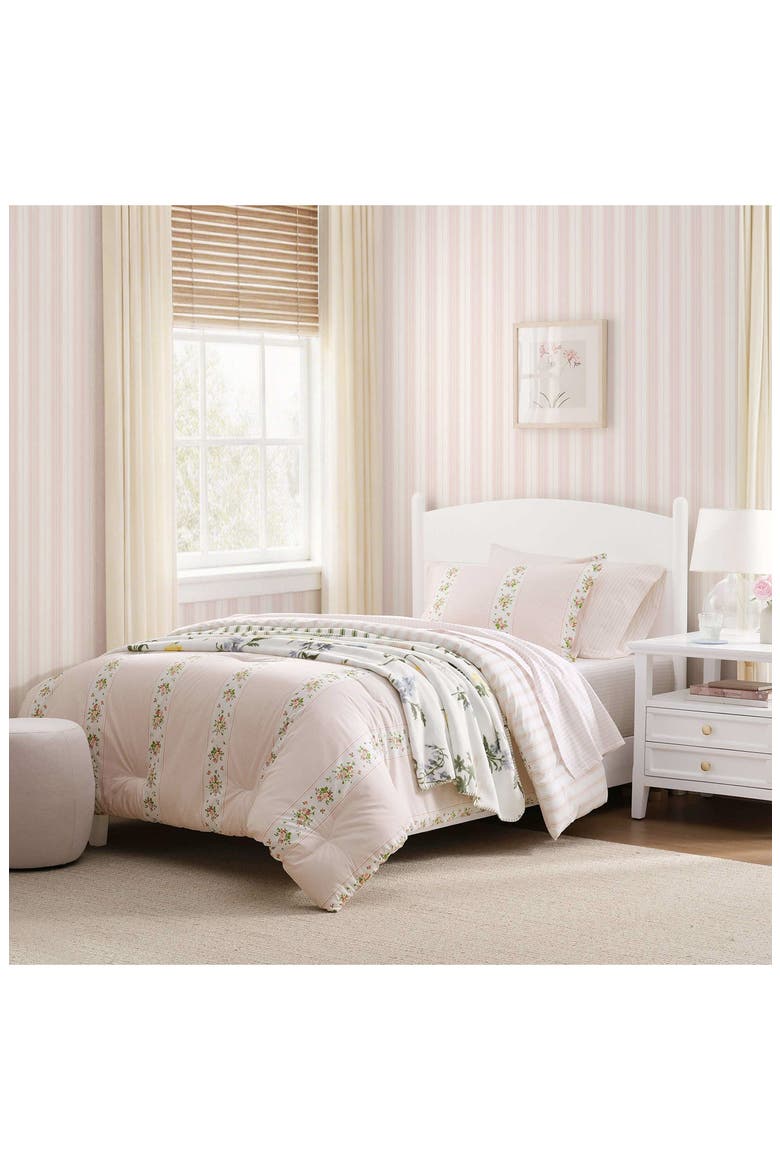 Josephine Reversible Floral Plush Throw, Alternate, color, WHITE/ PEARL PEACH/ GREEN