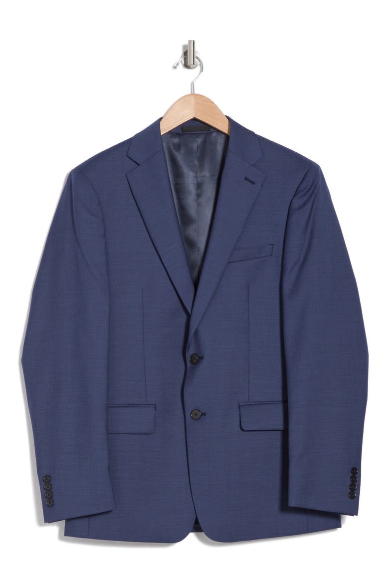 Solid Blue Wool Suit Suit Separates Jacket, Alternate, color, BLUE